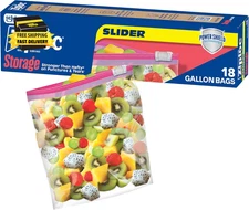 Gallon Food Storage Slider Bags, Power Shield Technology for More Durability, 18