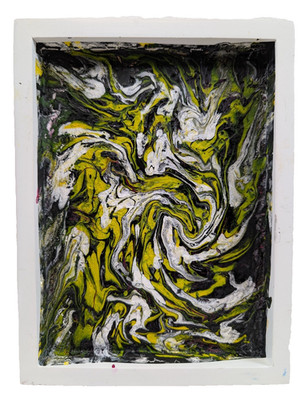 Original Abstraktes Gemälde Öl auf Karton Blume Fantasy Nr. 2 am Rand 7 x 9,5 Zoll
