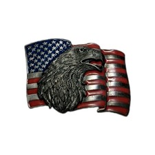 1990 Siskiyou Eagle US Flag A16 Belt Buckle Made In USA