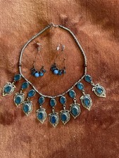 Vintage Tribal 1990  s Bellydance Necklace  Earrings Jewelry Set