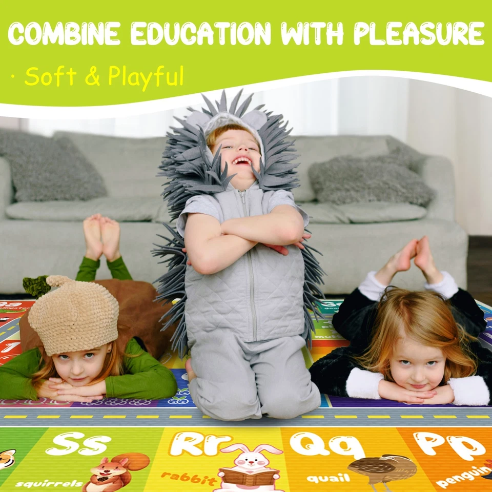 Alfombra para niños Alfombra ABC Alfombra para coche, Alfombra para pista de coche, Alfombra de carretera para niños, Lavable y antideslizante Foto 3 de 4