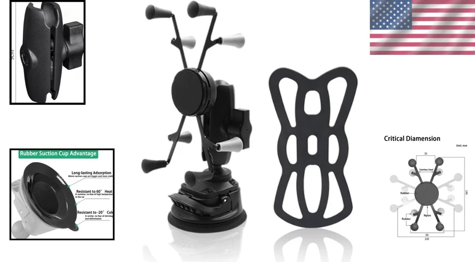 Adjustable Universal Phone Holder with Suction Cup Base - Image 2 of 4