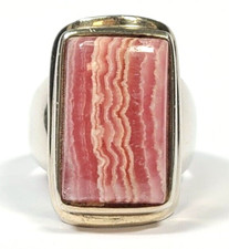 Pink Rhodochrosite Sterling Silver Ring Size 8 1/4