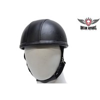 Flat Black Ez Rider Motorcycle Leather Covered Novelty Helmet W/ Padded Lining Flat Black Ez Rider Motorcycle Leather Covered Novelty Helmet W/ Padded Lining