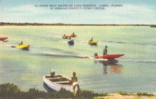 Largo Florida speed boat racing on Lake Seminole vintage pc DD5114