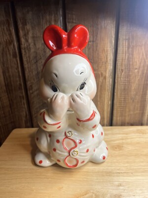 Rare Vintage Bendel Peek-a-Boo Bunny Cookie Jarby  Ruth VanTellingen READ