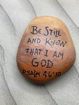 Be Still and Know That I Am God, Botanical Boho, Psalm Bible Verse, Painted Rock
