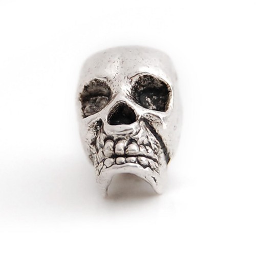 50pcs Wholesale Tibetan Silver Skull Spacer Beads for Jewelry Making 12mm - Picture 4 of 7
