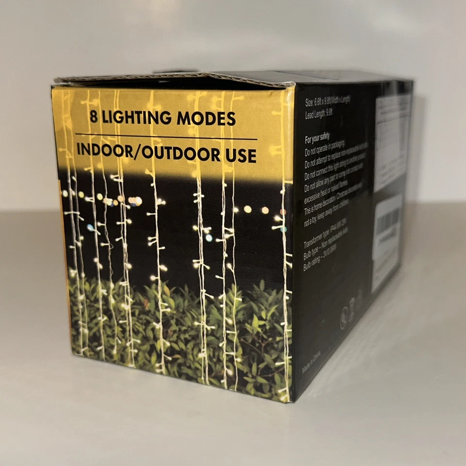 Twinkle Star 300 Led Window Curtain String Warm White 8 Modes Indoor Outdoor Use - Image 2 of 4