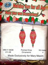 NEW MARY MAXIM FROM 2011 POINTED DROP ORNAMENT KIT MAKES 4