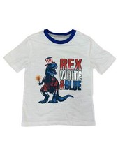 Boys Rex White Blue Patriotic Dinosaur T-Shirt