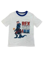 Boys Rex White & Blue Patriotic Dinosaur T-Shirt