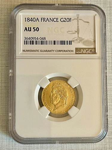 France 1840A Louis Philippe I 20 Francs Gold NGC AU50 SKU# 4743
