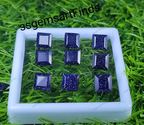 Piedra preciosa suelta de forma cuadrada facetada azul natural para hacer joyas - Imagen 7 de 15