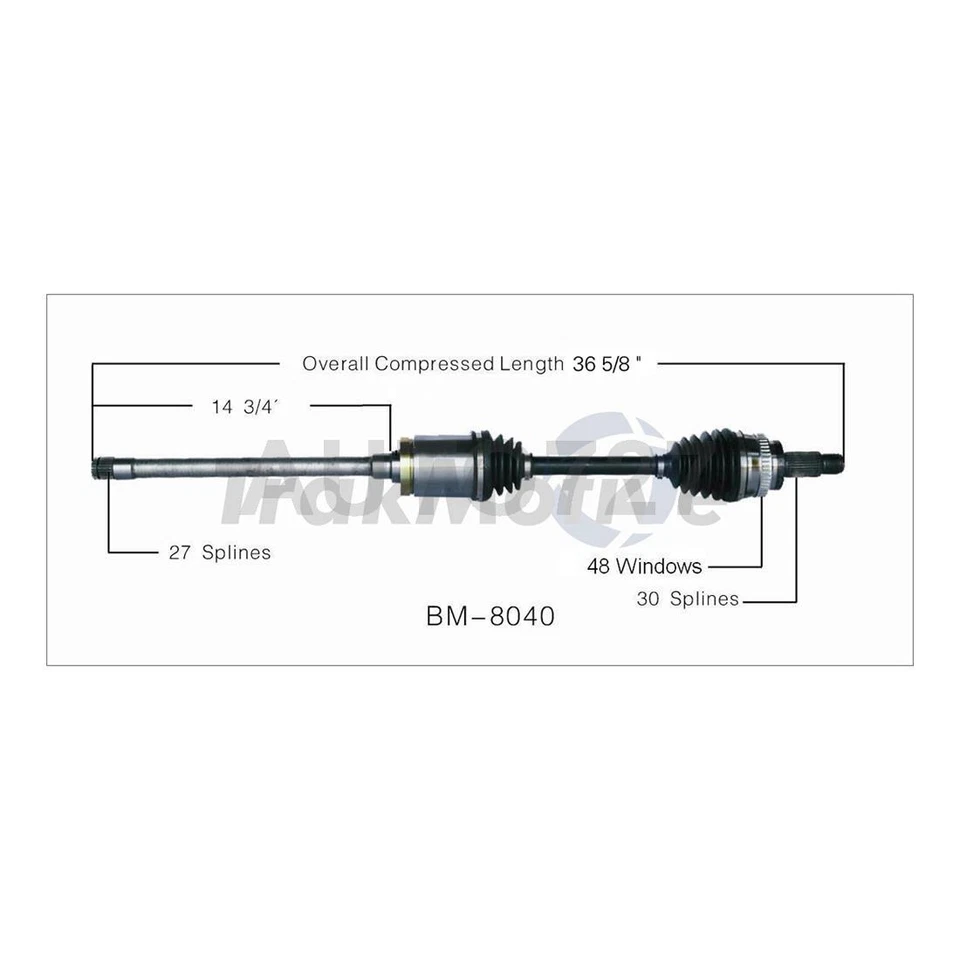TrakMotive 2X eje CV delantero izquierdo derecho eje de transmisión junta CV para BMW 528xi 2008 Foto 2 de 3