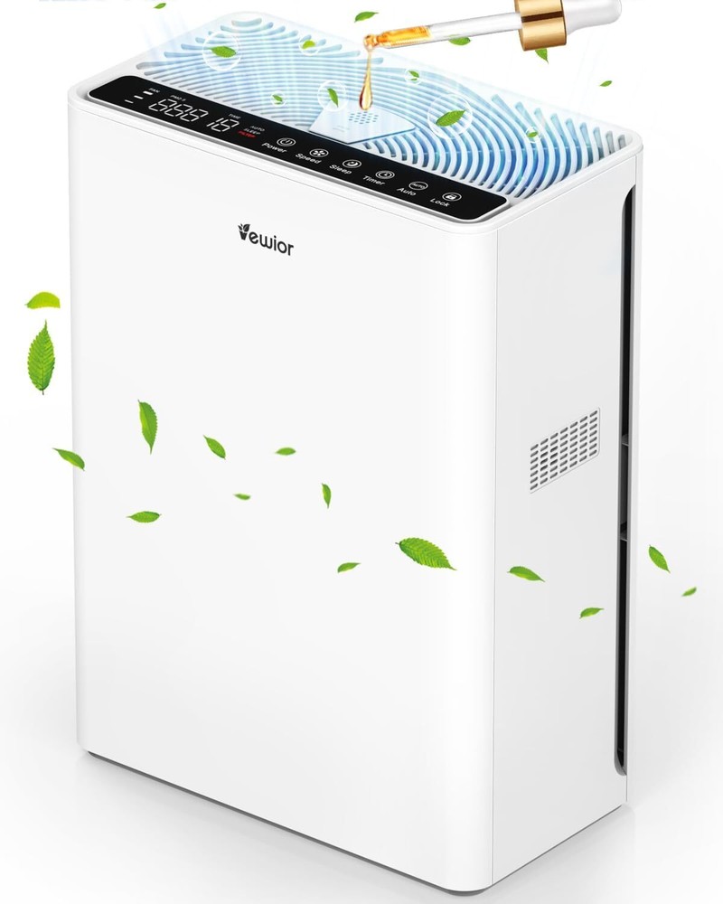 Powerful 1730 sqft Air Purifier with H13 HEPA Filter for Smoke, Pollen, Odor, and Quiet Operation