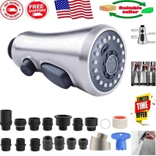 3-Function Pull Down Spray Head Replacement for Kitchen Faucets - Brushed Nickel