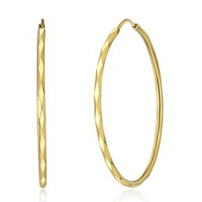 Wellingsale 14k Yellow Gold 1.5mm Faceted Endless Hoop Earrings 35 x 35 mm 