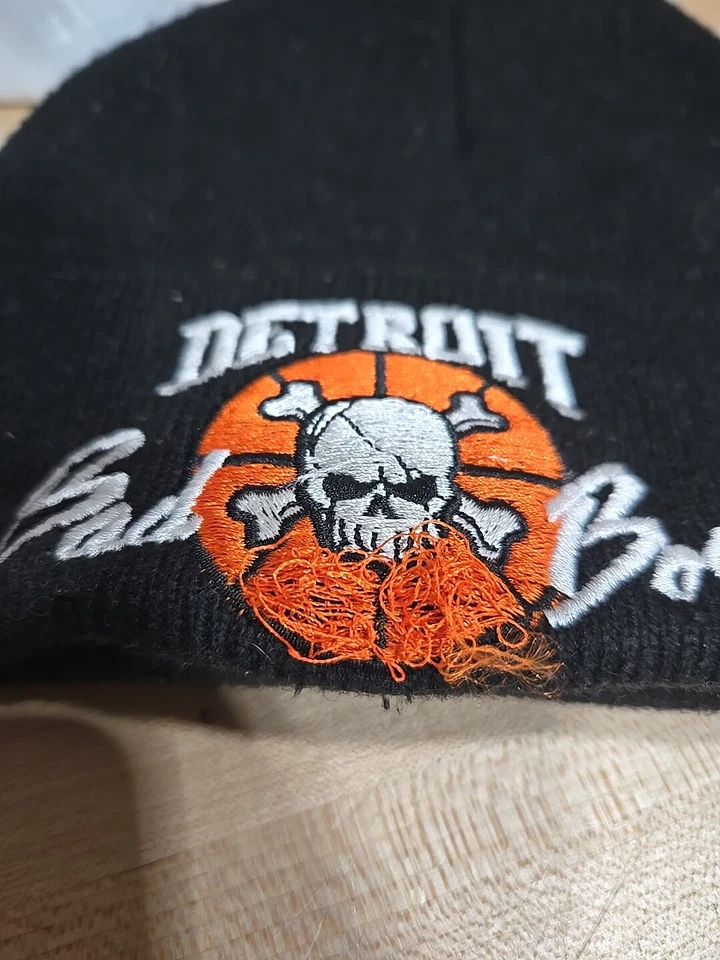 Lot Carhartt Detroit Red Wings Neon Orange Knit Beanie Hat Pistons Bad Boys Pom* - Image 2 of 4