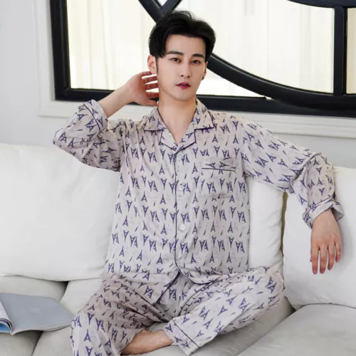 Luxus Herren Seide Satin Pyjama Set Weich Pyjama Langarm Nachtwäsche Loungewear - Bild 68 von 74