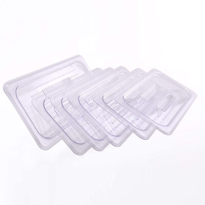 Hakka 6 Pack 1/3 Size Polycarbonate Food Storage Pans Lid Clear Container Covers