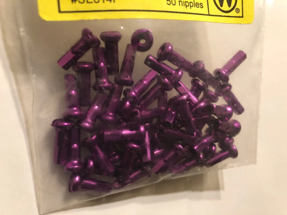 Wheelsmith AN14 - Pezones de radios de aleación de aluminio púrpura - Paquete de 50 Foto 4 de 4