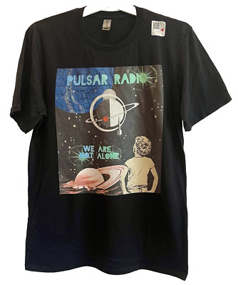 Pulsar Radio We Are Not Alone T-Shirt Men's Medium Black  NEW Gildan Soft