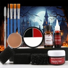 Halloween Makeup Kit SFX Makeup Kit Fake Blood Kit Scar Wax for Zombie Vampire 