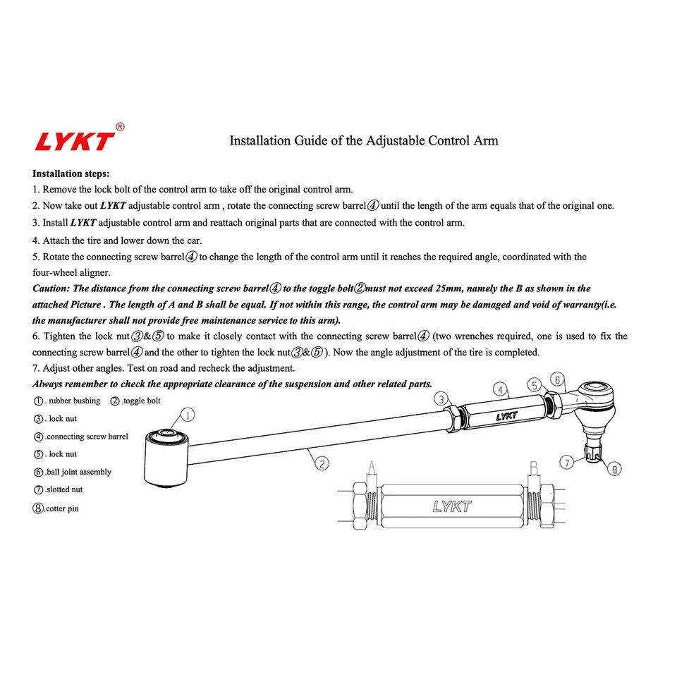 LYKT 2pcs Adjustable Control Arms Rear Camber Kit for Hyundai Santa Fe 2001-2006 Foto 3 de 4