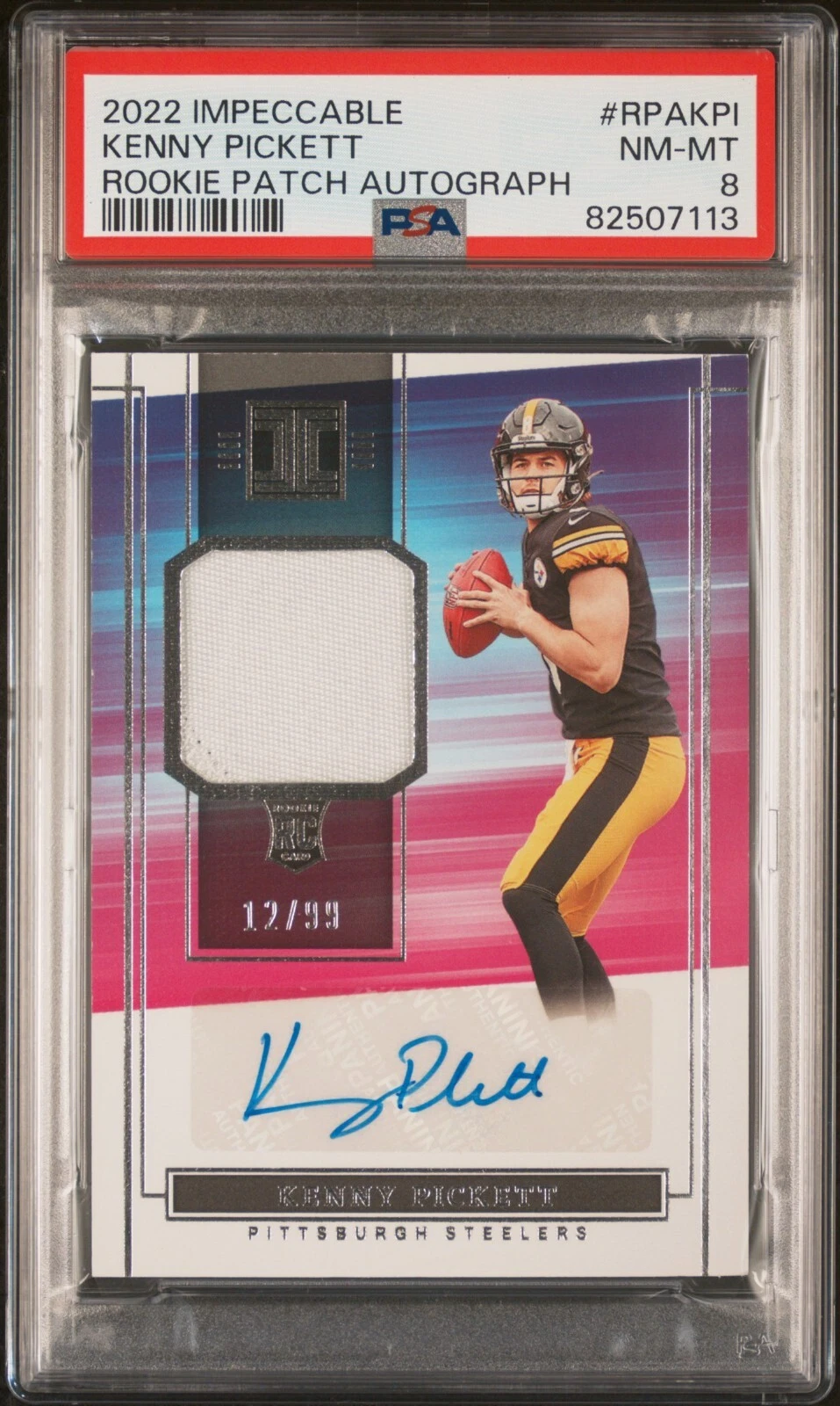 Kenny Pickett Panini Impeccable Rookie Patch Autographs #RPAKPI Base