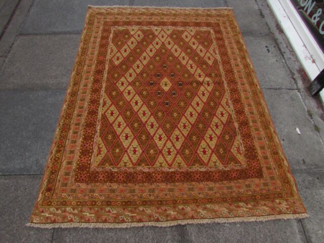 Antiguo Mano Hecho Afghan Tribal Mushvani Oriental Beige Marrón Rojo Lana Tapete Antiguo Mano Hecho Afghan Tribal Mushvani Oriental Beige Marrón Rojo Lana Tapete