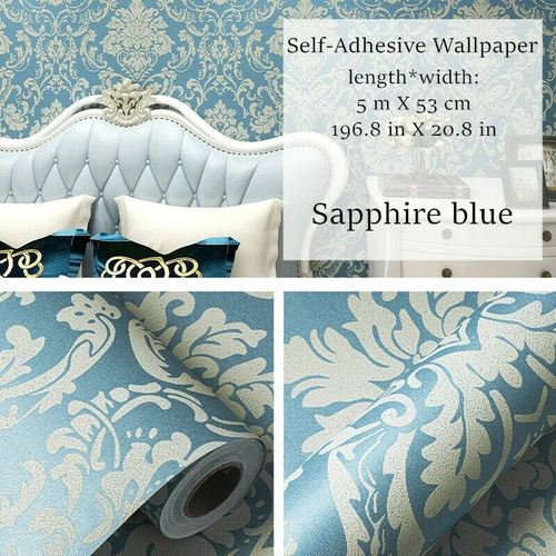 5M Floral Wallpaper Sticker Self-Adhesive Non-woven Wall Paper Home Decor Modern - Bild 20 von 24