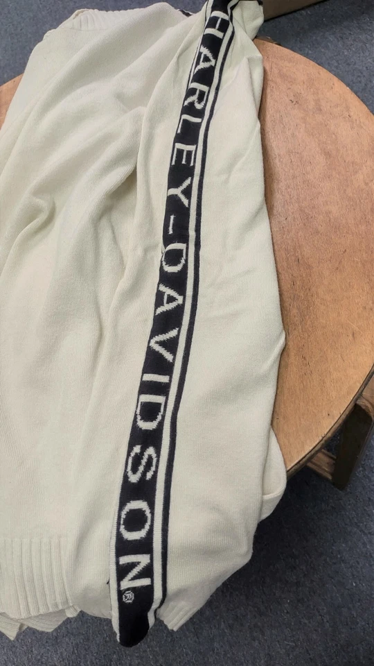 Suéter para mujer Harley Davidson acanalado crema cuello alto deletreado talla XL Foto 4 de 4