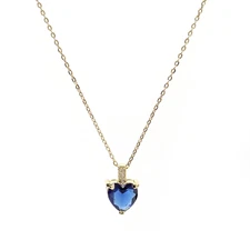 Collar con piedra de nacimiento para mujer, corazón de zafiro bañado en oro de 1