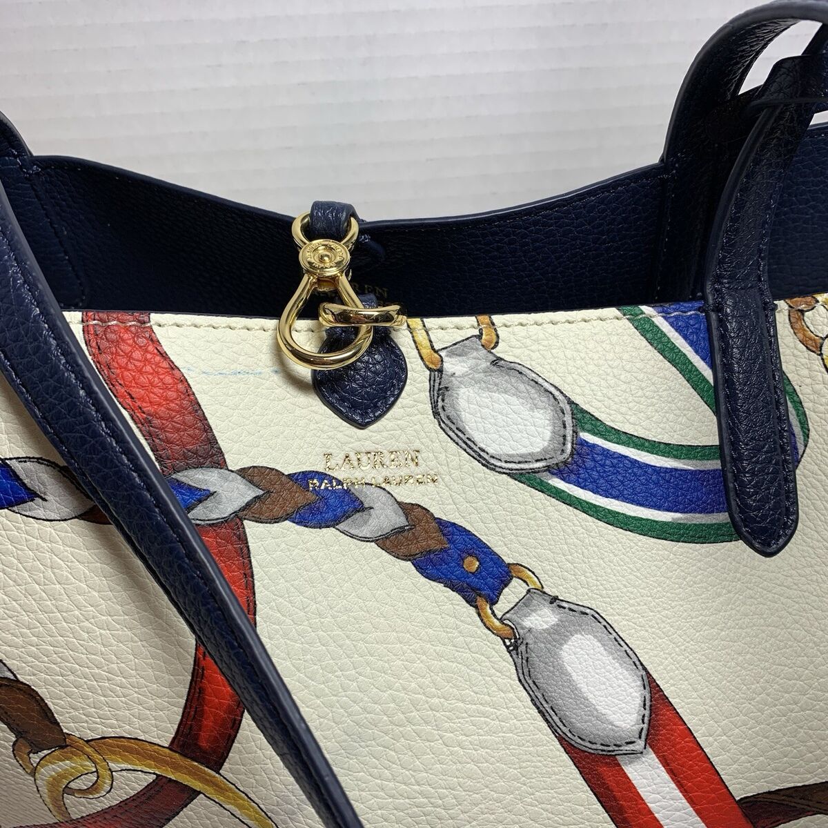 LAUREN Ralph Lauren Equestrian Vanilla Signature Belting LAUREN Ralph Lauren Equestrian Vanilla Signature Belting