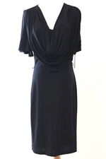Teri Jon By Rickie Freeman Drape Front Jersey Midi Dress Womens 8 New LBD $495