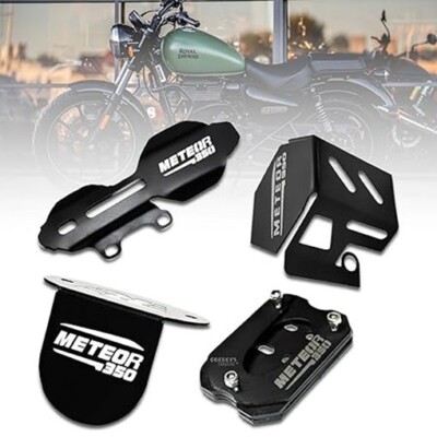 Fit For Royal Enfield Accessories Combo Pack  Of - 4 Black For Meteor 350