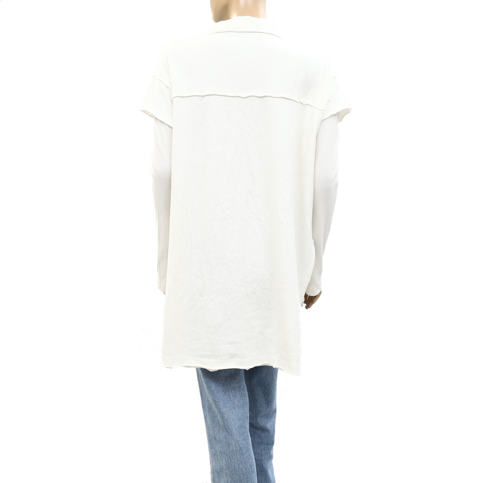 Free People We The Free Gone Rogue Twofer Tunic Top Long Sleeve Ivory S 259053