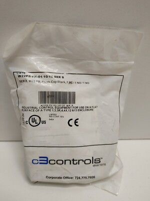 NEW OLD STOCK! C3 CONTROLS SER.B BLACK FLUSH PUSH BUTTON W22PB-FK