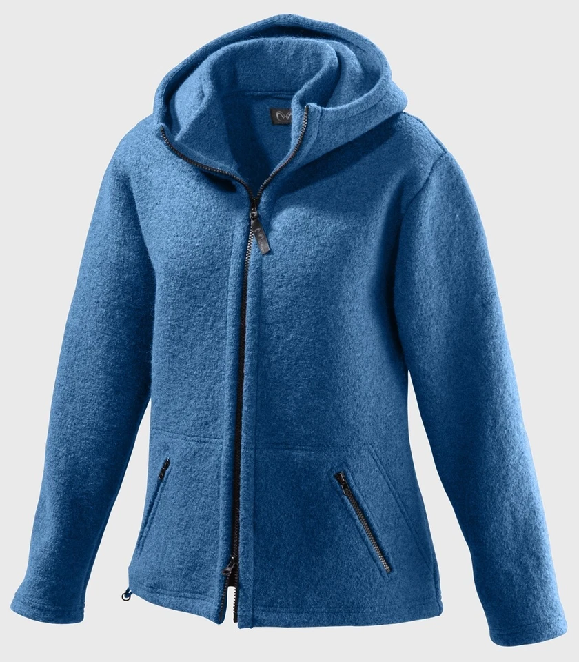Mufflon Winter Wolljacke Mu-Jula mit Kapuze für Damen sea