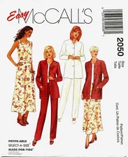 McCalls 2050 Misses Jacket Top Skirt Pants Sewing Pattern Uncut