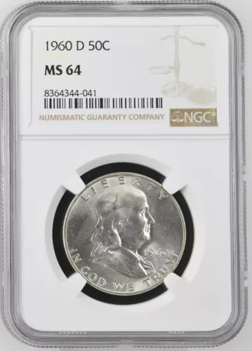 1960-D  FRANKLIN US Half Dollar,   MS64 by NGC,   a SUPERB looking coin!!!!