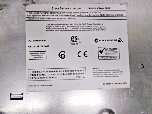 Cisco 2801 Fast Ethernet T1 Integrated Services Router No CF Card - Picture 6 of 6