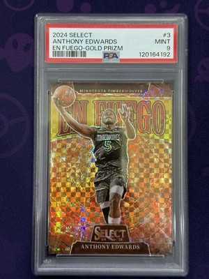 2024-25 Panini Select Anthony Edwards Gold En Fuego 2/10, PSA 9