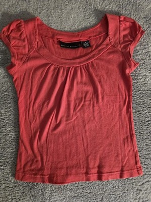 Allison Brittney Shirt Womens Medium Short Sleeve Ruched Cap Sleeve Casual Top