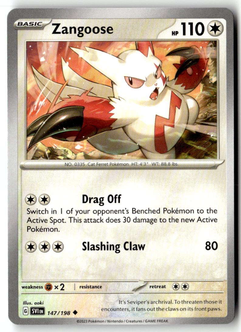 Pokemon TCG Zangoose 147/198 Normal SV01: Scarlet & Violet Base Set