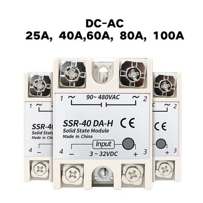 10/25/40/60/80/100A Halbleiterrelais Modul DC 3-32V zu DC 5-200V Einzelphase SSR