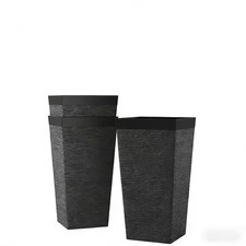 Black Modern Design Stackable Set of 3 Large 12 In. Dia Black Plastic Tapered