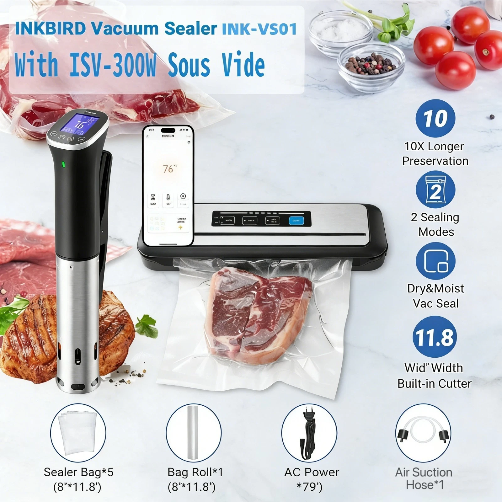 Inkbird Slow Cooker Sous Vide Machine ISV-300W WiFi Food Saver Vacuum Sealer Dry
Opens in a new wind