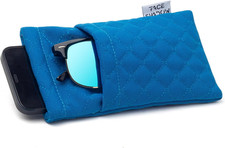 Large Double Eyeglasses Case Squeeze Top Soft Glasses Pouch Microfiber Cell Phon